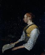 Gerard ter Borch the Younger Seated girl in peasant costume, probably Gesina (1631-90), the painter's half-sister. oil painting